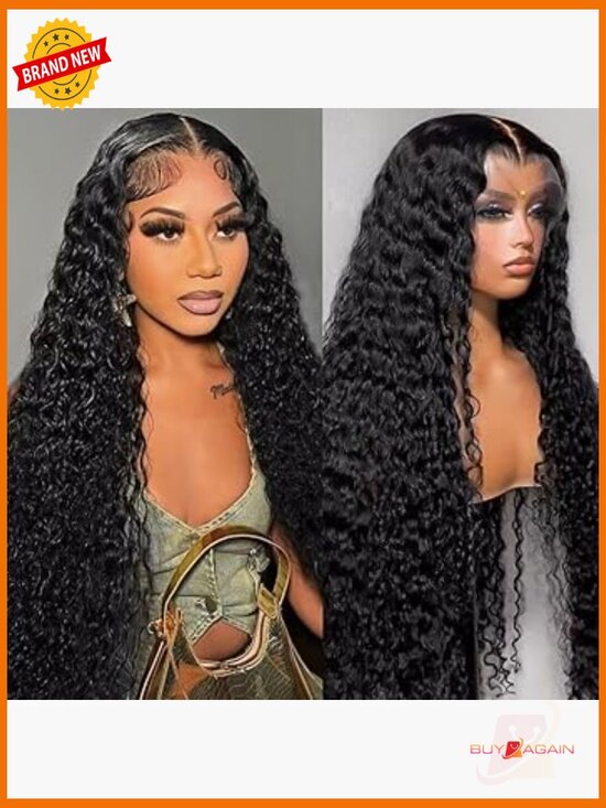 Deep Wave HD Lace Front Wig 210 Density Pre Plucked Brazilian Hair 24 Inch Human Hair Lace Front Wig 210% Density Body Wave Pre  main image 2